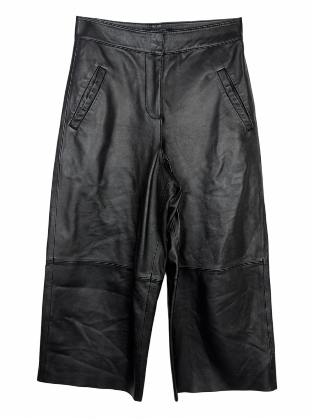 All Saints NWOT Women’s “Leah Culotte” 100% Sheepskin Black Leather Pants Size 2